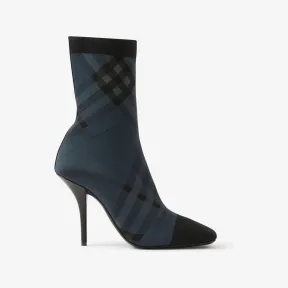 博百利/Burberry 针织格纹袜靴 (炭灰色 / 灰色) - 女士 80692081