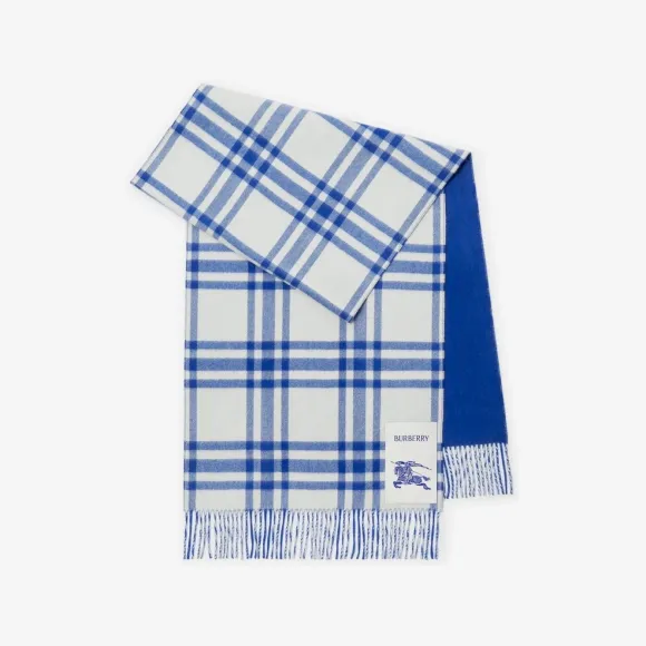 博百利/Burberry 双面两用格纹羊绒围巾 (骑士蓝) 80734991