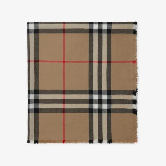 博百利/Burberry 格纹羊毛围巾 (典藏米色) 80738241