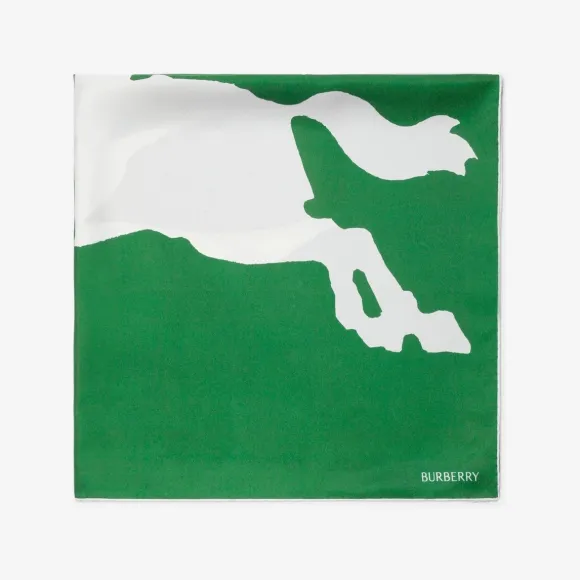 博百利/Burberry 马术骑士徽标丝质方巾 (毛虫绿) 80754521