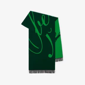 博百利/Burberry 徽标丝毛混纺围巾 (常春藤绿) 80791731