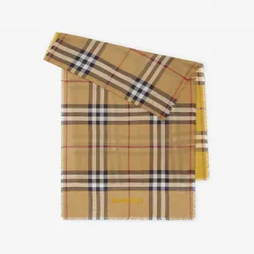 博百利/Burberry 双面两用格纹丝毛混纺围巾 80797561