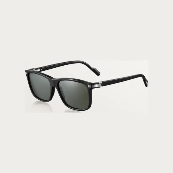 卡地亚/Cartier ESW00397 Première de Cartier太阳眼镜 黑色板材 抛光镀铂饰面金属材质 灰色偏光镜片 