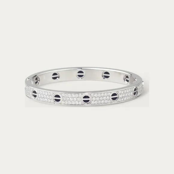卡地亚/Cartier N6032417 - LOVE手镯 经典款 铺镶钻石 陶瓷 18K白金 - 白金 精密陶瓷 钻石