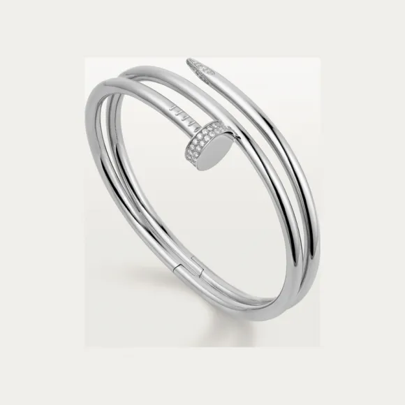 卡地亚/Cartier N6708517 - Juste un Clou手镯 双圈 镶嵌钻石 18K白金 - 白金 钻石