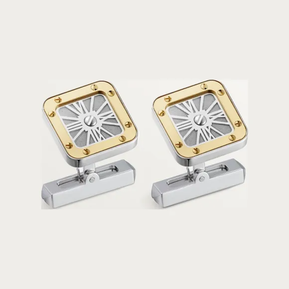卡地亚/Cartier OG000232 - Santos de Cartier袖扣 - 镀钯饰面纯银 实心黄金