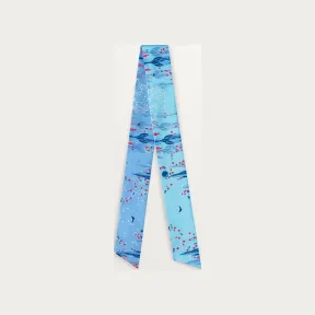 卡地亚/Cartier OS000099 猎豹花园细丝巾 蓝绿色斜纹真丝 