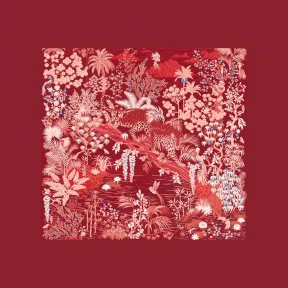 卡地亚/Cartier OS000225 - Panthère猎豹动物与植物90丝巾 - 酒红色斜纹真丝