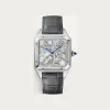 卡地亚/Cartier WHSA0032 - Santos-Dumont镂空腕表 配备微型摆陀 大号 精钢 自动上链 - 大号表款 自动上链镂空机械机芯 精钢 皮表带