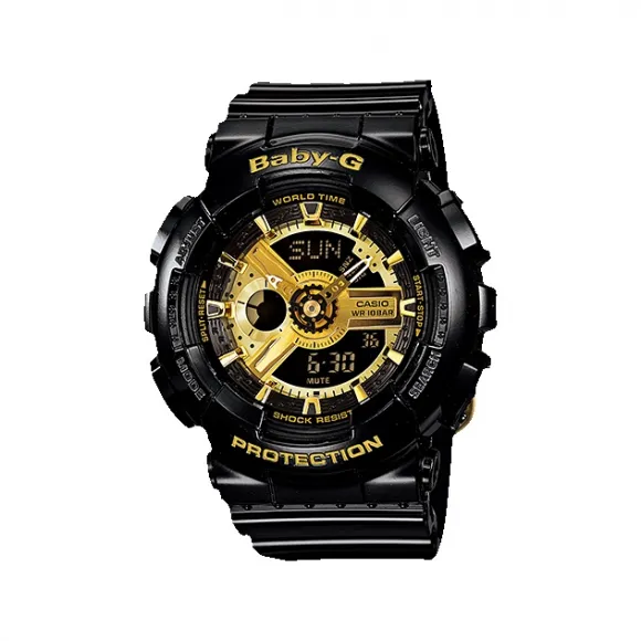 卡西欧/Casio BABY-G 黑金系列时尚防水户外运动女表 BA-110-1A