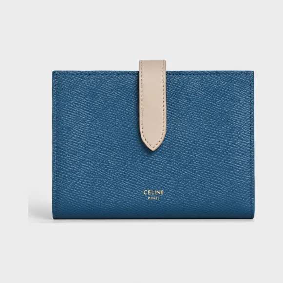 思琳/Celine 女士 中号双色粒面小牛皮饰带钱包 10B643BRU.07PN