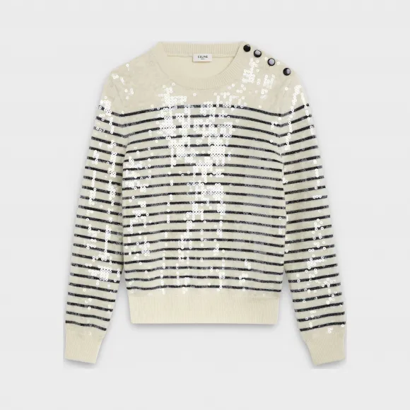 思琳/Celine 女士 亮片条纹针织“marin”套头衫 2A973286H.01CB
