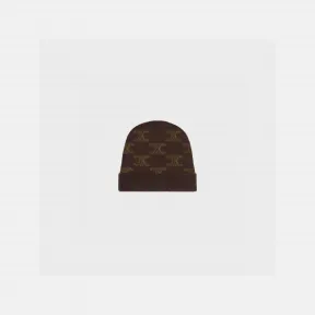 思琳/Celine 羊毛、山羊绒和桑蚕丝交织字母无檐帽 2AD3M098W.19BR