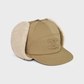 思琳/Celine TRIOMPHE棉质和锦纶裘皮无檐帽 2AUK4642F.02BG