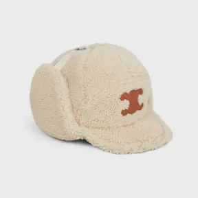 思琳/Celine TRIOMPHE羊毛革裘皮无檐帽 2AUK6035E.02CE