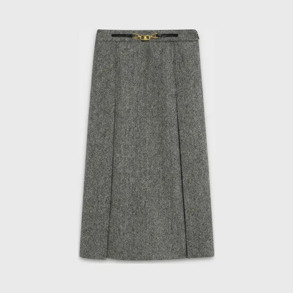 思琳/Celine 女士 羊毛粗花呢缩褶半身裙 2J116948E.38AW