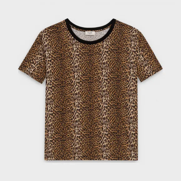 思琳/Celine 男士 圆领豹纹印花平纹针织T恤衫 2X008376E.19LE