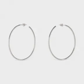 思琳/Celine 女士 Simple Forms银色饰面黄铜椭圆形圈式耳环 46N246BRA.36SI