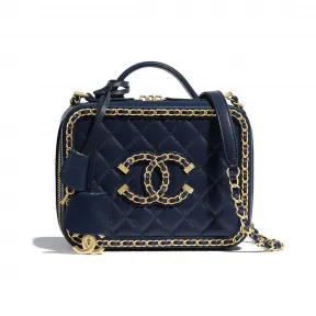 香奈儿/Chanel 化妆包  羊皮革与亮金色金属  海军蓝 A93343-B02903-N5336