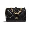 香奈儿/Chanel Chanel 19 Maxi 口盖包  小羊皮、金色、银色与钌色金属  黑 AS1162-B02875-94305