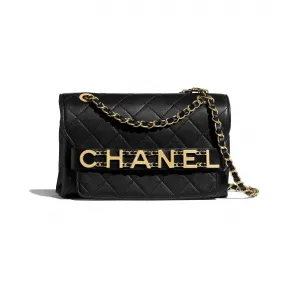 香奈儿/Chanel 口盖包  小牛皮与金色金属  黑 AS1491-B02372-94305