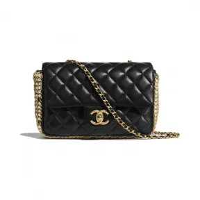 香奈儿/Chanel 口盖包  羊皮革、人造珍珠与金色金属  黑 AS1740-B02779-94305