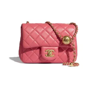 香奈儿/Chanel 口盖包  羊皮革与金色金属  珊瑚色 AS1786-B02916-NA106
