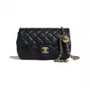 香奈儿/Chanel 口盖包  羊皮革与金色金属  海军蓝 AS1787-B02916-N6517