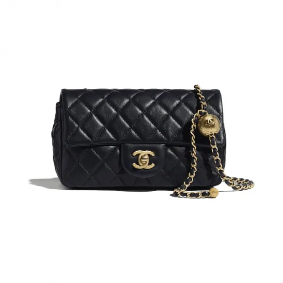 香奈儿/Chanel 口盖包  羊皮革与金色金属  海军蓝 AS1787-B02916-N6517