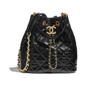香奈儿/Chanel 抽绳包  抛光小羊皮与金色金属  黑 AS1900-B03446-94305