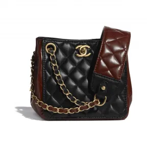 香奈儿/Chanel 水桶包  小牛皮与金色金属  黑与棕 AS2230-B04441-N4523