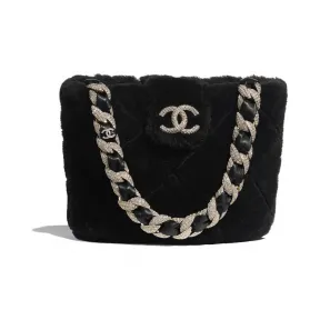 香奈儿/Chanel 水桶包  双面剪毛小羊皮、水钻与金色金属  黑 AS2257-B04623-94305