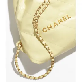 香奈儿/Chanel 亮面小牛皮与金色金属 - 淡黄, CHANEL 22 双肩背包 — 精品 香奈儿 AS3859B08037NN289