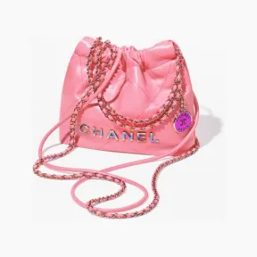香奈儿/Chanel Chanel 22 迷你手袋 亮面小牛皮与虹彩金属 珊瑚粉 AS3980B15000NS836