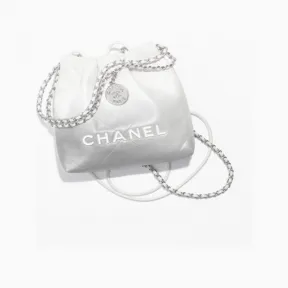 香奈儿/Chanel Chanel 22 迷你手袋 渐变金属质感小牛皮与银色金属 白与银 AS3980B15016NT634