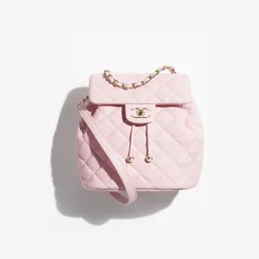 香奈儿/Chanel 双肩背包 颗粒压花亮面小牛皮与金色金属 淡粉红 AS4058B10876NW780
