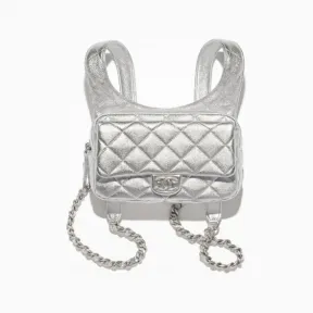 香奈儿/Chanel 双肩背包 金属质感羊皮革与银色金属 银 AS4621B15006NM969