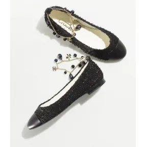 香奈儿/Chanel 芭蕾舞鞋 - 斜纹软尼棉、小羊皮&宝石 — 时尚 G38986-X56567-K4189