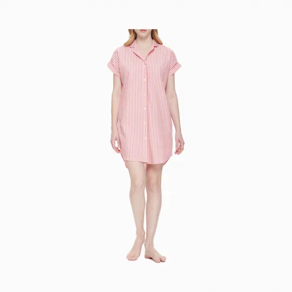 卡尔文·克莱恩/Calvin Klein 女士新款纯棉条纹睡裙 QS6186-内衣系列