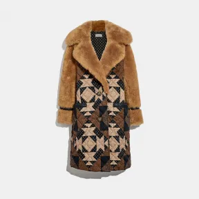 蔻驰/Coach 拼缀羊毛皮大衣 38526 L38