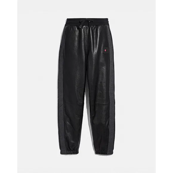 蔻驰/Coach COACH X CHAMPION 皮革运动裤 5919-BLK-M