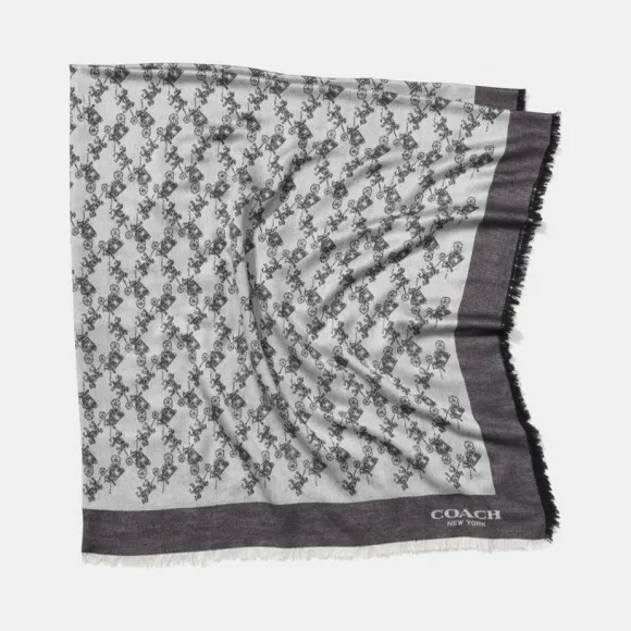 蔻驰/Coach   马车图案大号方巾 85977-GRY-ONE