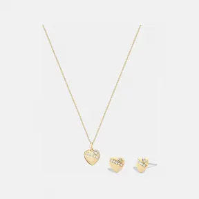 蔻驰/Coach 珍珠爱心项链和耳环组合 CL256-GLD
