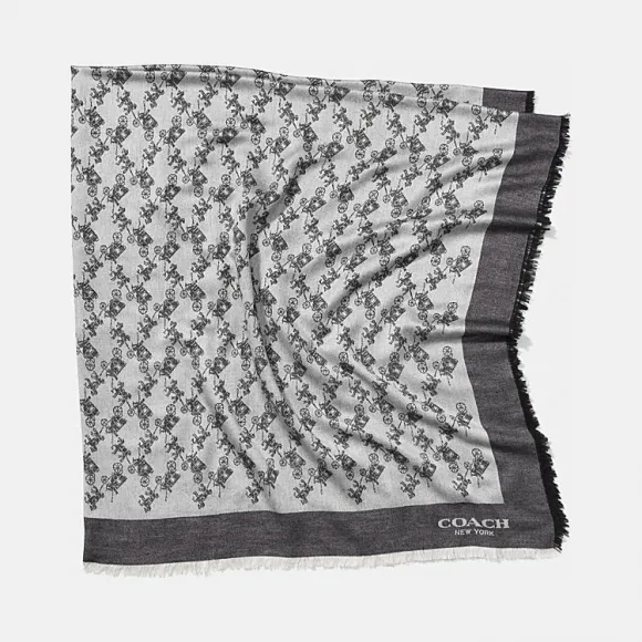 蔻驰/Coach 马车图案大号方巾 85977_GRY
