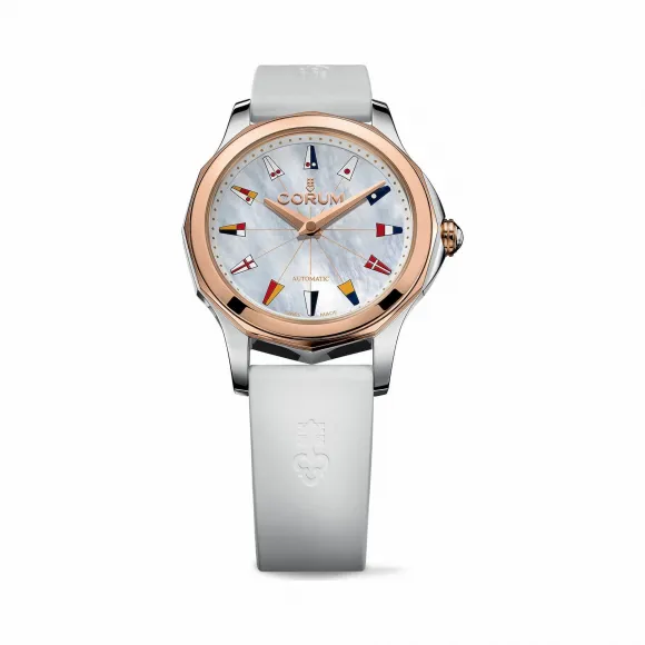 昆仑/Corum 海军上将Legend 32腕表 系列 不锈钢，5N 18Kt玫瑰金表圈和表冠，双面防眩水晶玻璃表镜，水晶玻璃表背 自动机械机芯 A400-02974–400.100.24-0379PN13