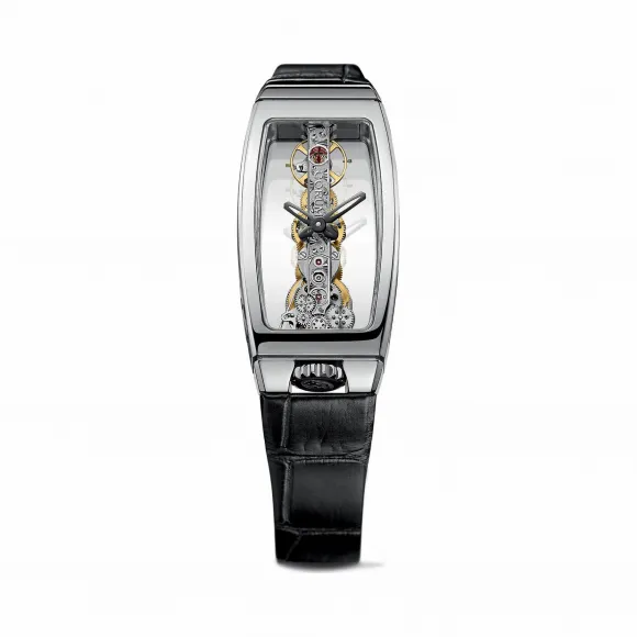 昆仑/Corum 金桥系列 系列 18Kt玫瑰金，双面防眩水晶玻璃表镜，水晶玻璃表背，镶45颗长方蓝宝石（3.22克拉）和16颗长方沙弗莱石（1.01克拉） 手动机械机芯 B113-00821–113.101.59-00010000