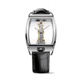 昆仑/Corum Golden Bridge 金桥系列 18kt 白金 透明底盖 双面防眩水晶玻璃表镜 手动机械机芯 34.00 x 51.00 mm B113-01042-113.160.59-0001-0000