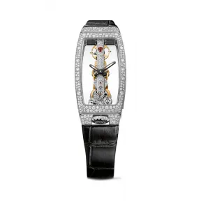 昆仑/Corum Golden Bridge 金桥系列 18kt 白金 245 颗钻石 ~ 1.28 克拉 雪花式镶嵌大小不同的钻石 手动机械机芯 21.30 x 43.99 mm B113-03844-113.249.69-0001-0000