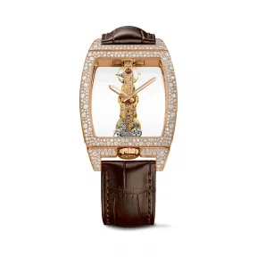昆仑/Corum Golden Bridge 金桥系列 5N 18kt 玫瑰金 314 颗钻石 ~ 2.68克拉 雪花式镶嵌大小不同的钻石 手动机械机芯 34.00 x 51.00 mm B113-03853-113.358.85-0F02-0000