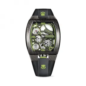 昆仑/Corum Lab 系列 大马士革钢 黑色 PVD 涂层处理 防指纹 表壳侧面橡胶材质 自动机械机芯 39.89 x 55.00 mm Z410-03954-410.100.43-F371-AV01